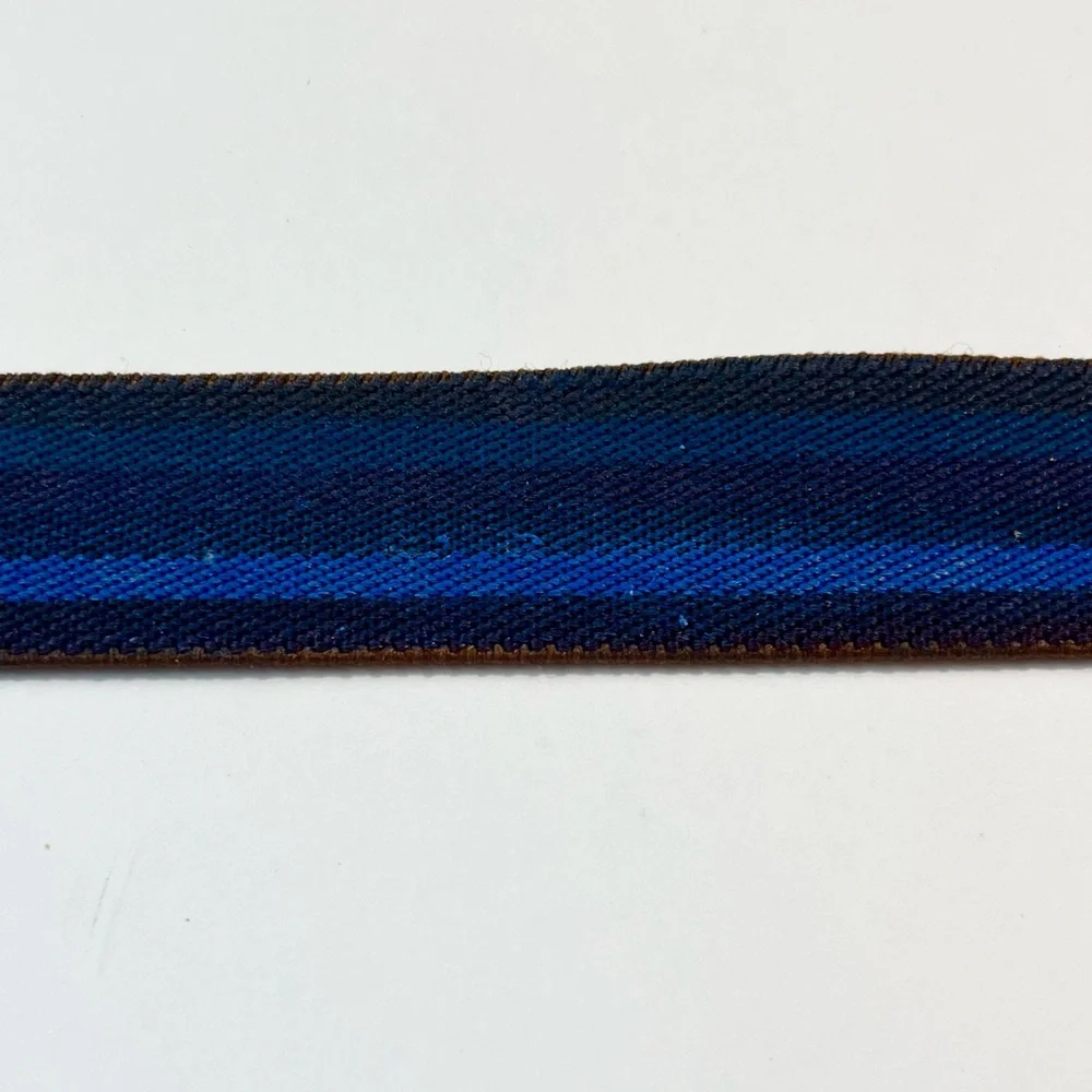 Reversible Vintage Striped Belt Metal Equestrian Thin Stretch Elastic Preppy